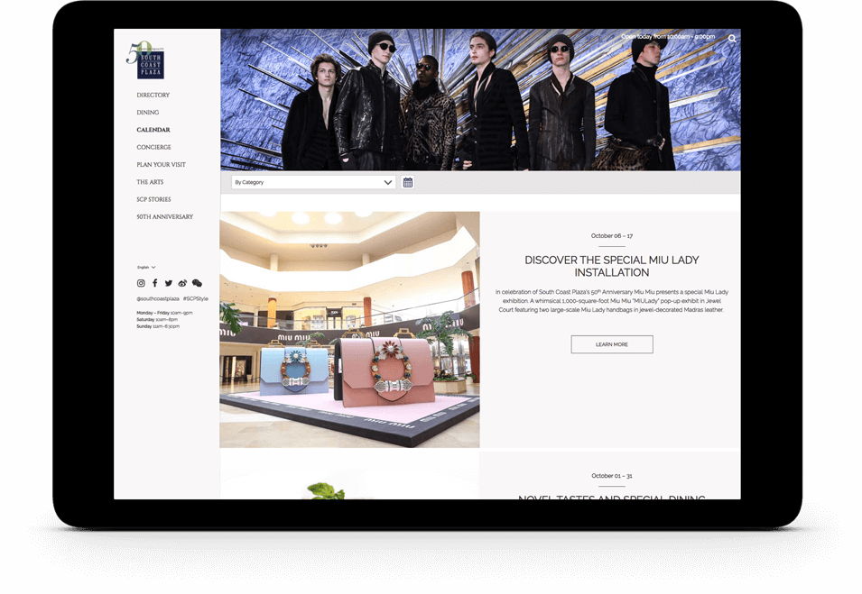 Website Design Collaboration Celebrating 50 Years of South Coast Plaza