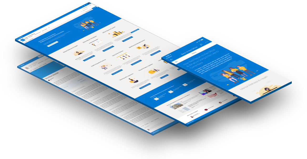 Isometrics screenshots of our Back to the Office Intranet
